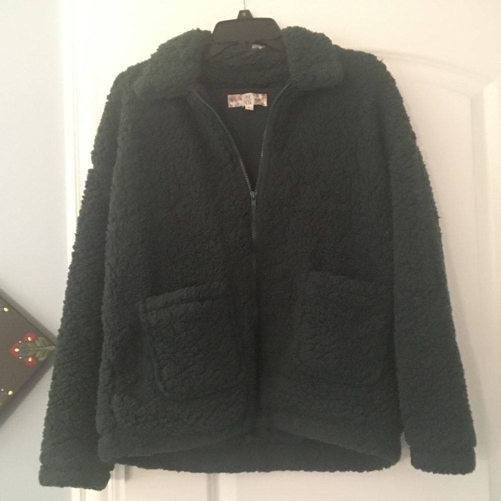 Green fuzzy jacket